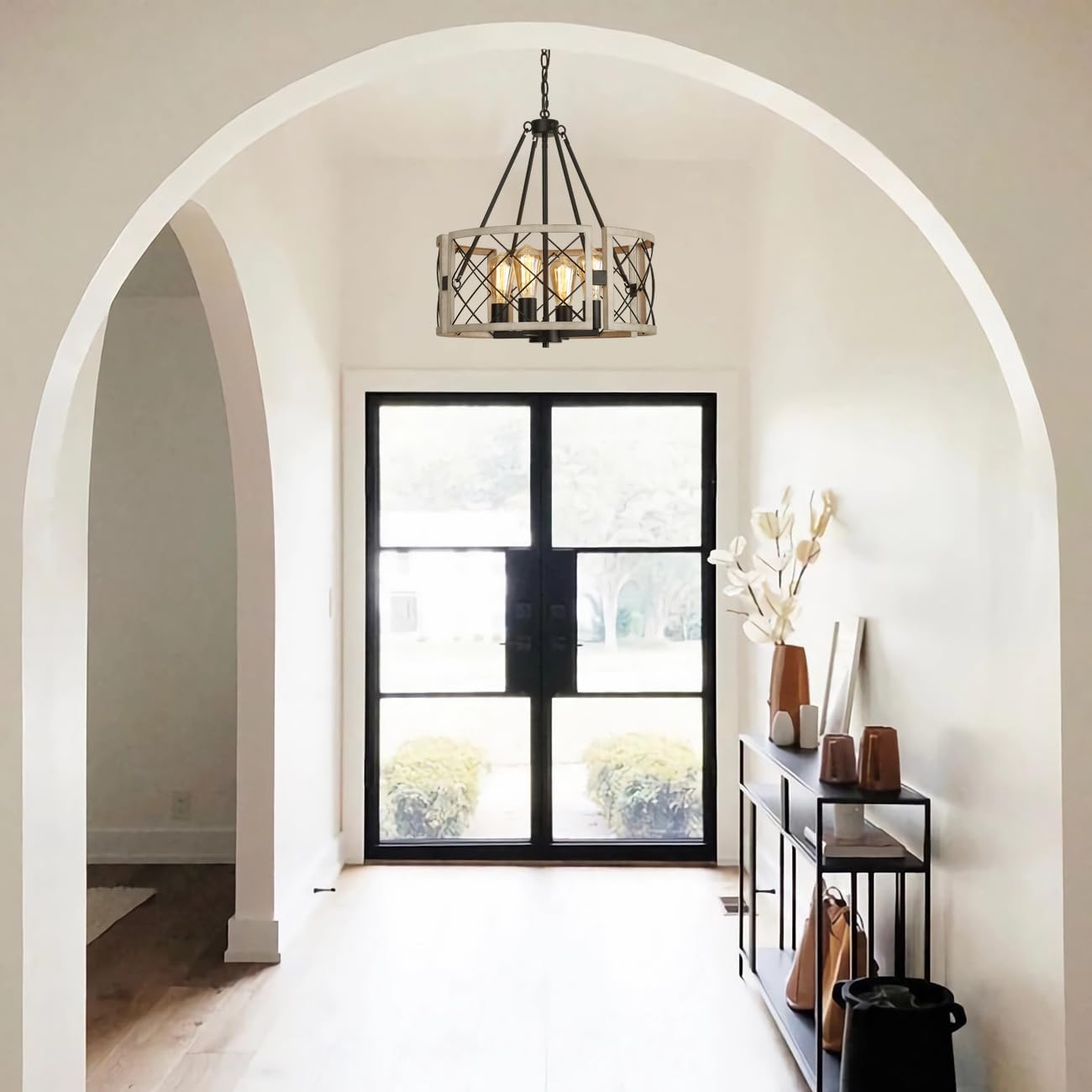 🤎✨ Farmhouse Wood Chandelier 🌾💡 Rustic Cozy Glow 🏡