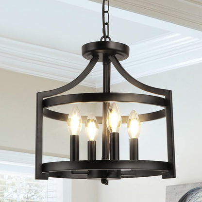 🖤✨ Rustic Lantern Chandelier 🏡💡 Farmhouse Ceiling Glow 🌙