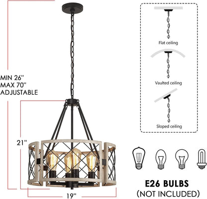 🤎✨ Farmhouse Wood Chandelier 🌾💡 Rustic Cozy Glow 🏡