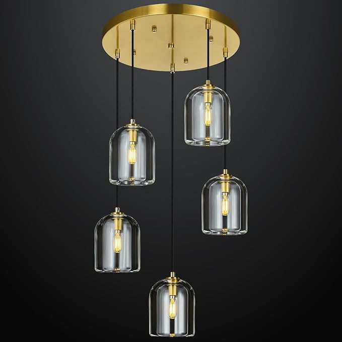 💡✨ 5-Light Modern Pendant Chandelier 🏡🤍 Elegant Ceiling Glow 🌙