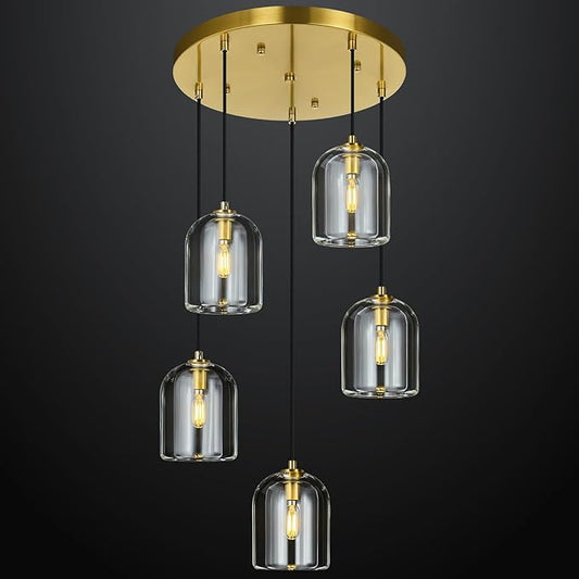 💡✨ 5-Light Modern Pendant Chandelier 🏡🤍 Elegant Ceiling Glow 🌙