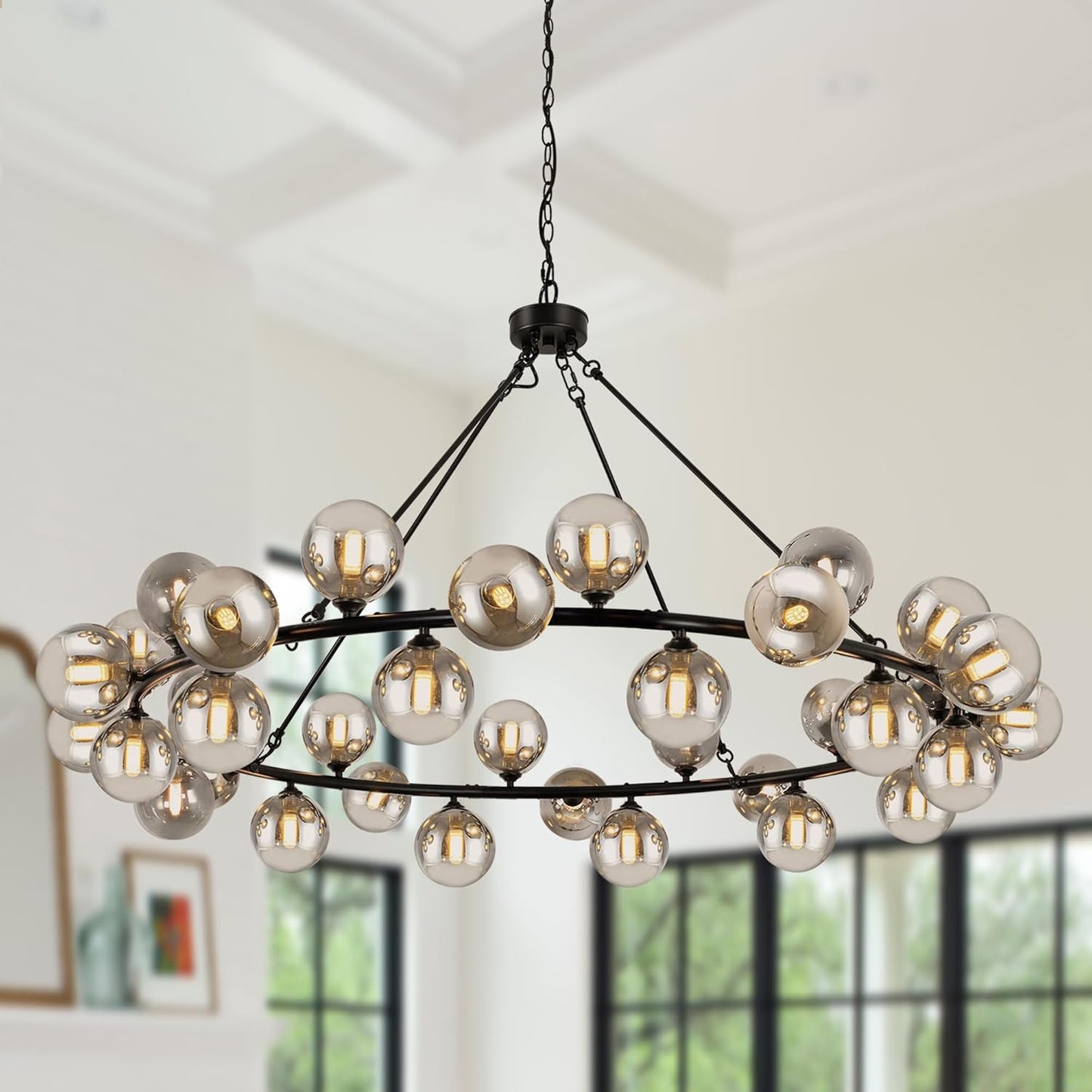 💡✨ Modern Glass Pendant Light 🏡🤍 Elegant Ceiling Glow 🌙