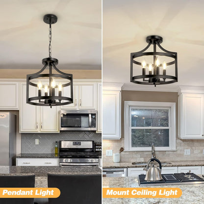 🖤✨ Rustic Lantern Chandelier 🏡💡 Farmhouse Ceiling Glow 🌙