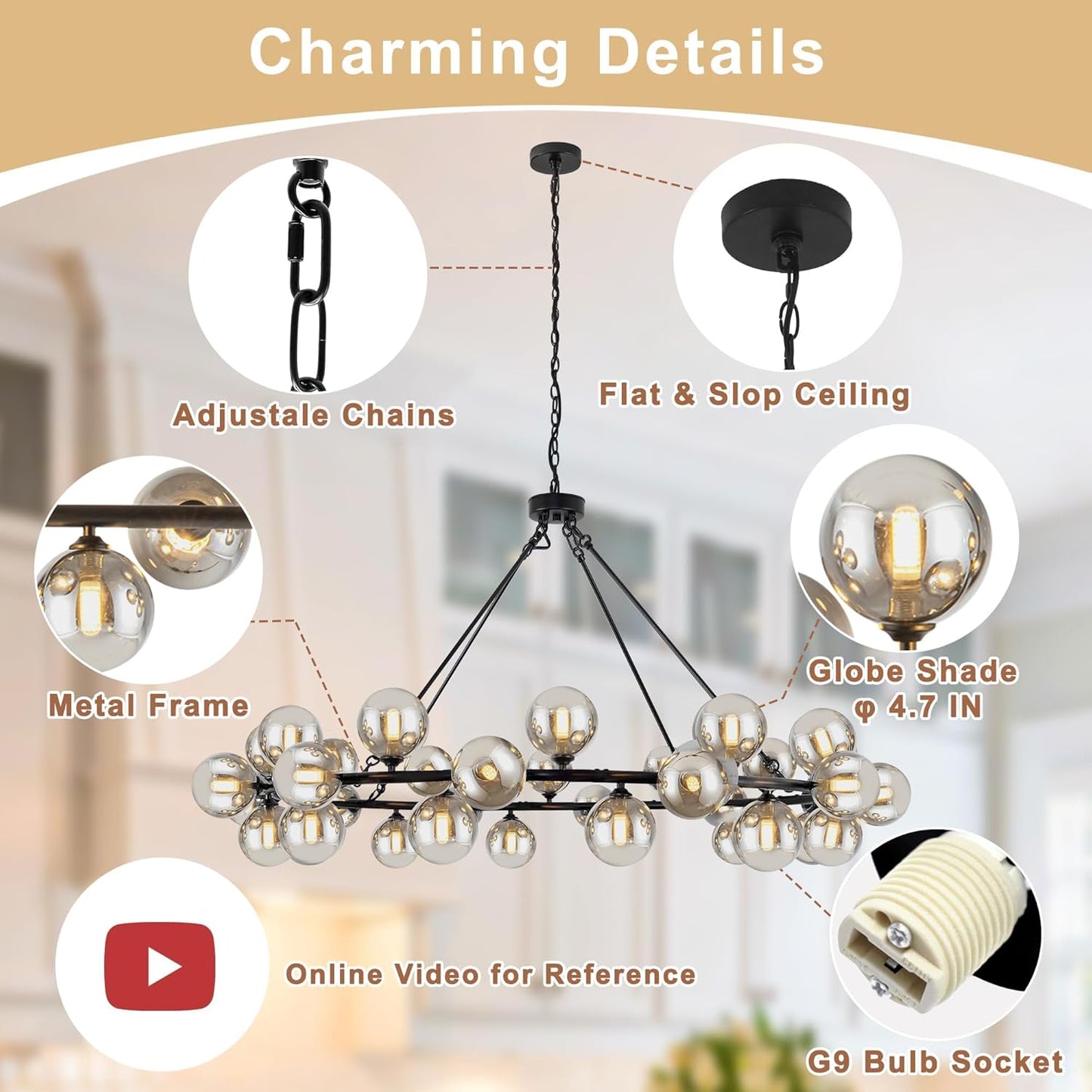💡✨ Modern Glass Pendant Light 🏡🤍 Elegant Ceiling Glow 🌙