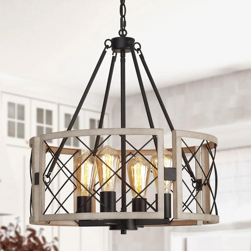 🤎✨ Farmhouse Wood Chandelier 🌾💡 Rustic Cozy Glow 🏡