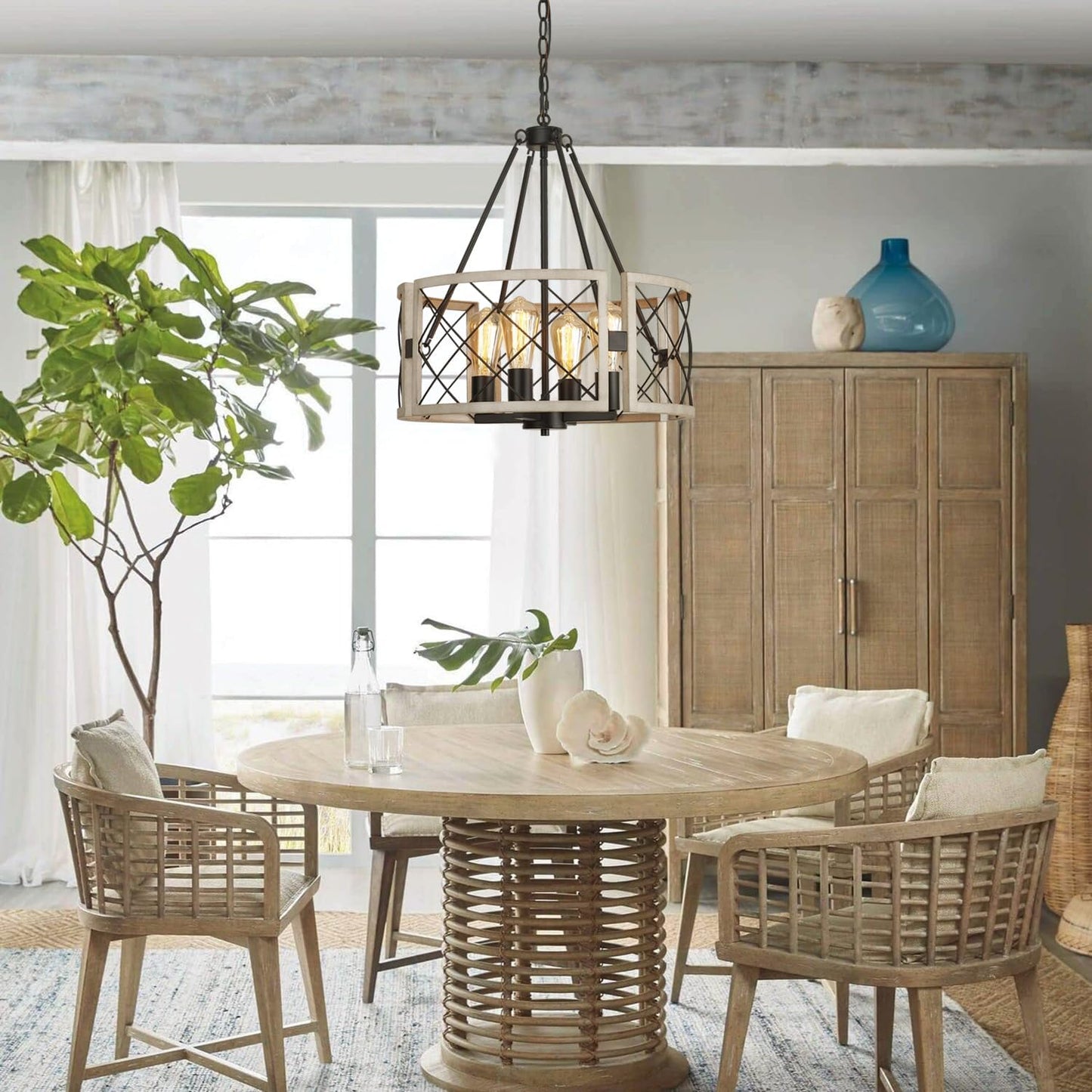 🤎✨ Farmhouse Wood Chandelier 🌾💡 Rustic Cozy Glow 🏡