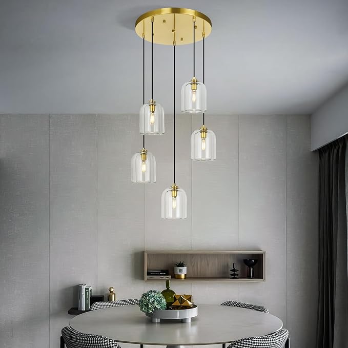 💡✨ 5-Light Modern Pendant Chandelier 🏡🤍 Elegant Ceiling Glow 🌙