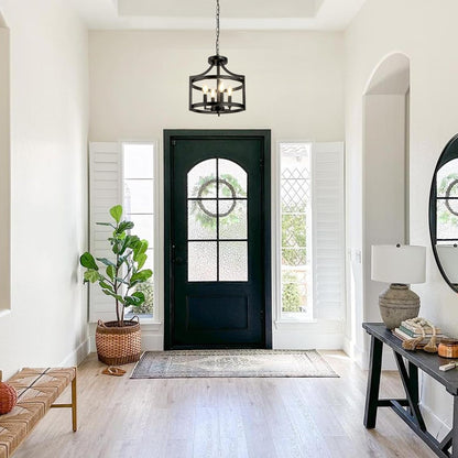 🖤✨ Rustic Lantern Chandelier 🏡💡 Farmhouse Ceiling Glow 🌙