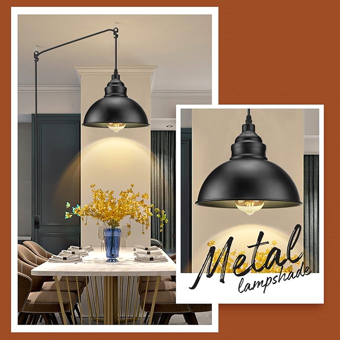 🖤✨ Industrial Glass Pendant Light 💡🏡 Modern Hanging Ceiling Lamp 🌟