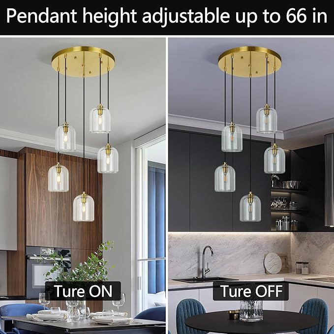 💡✨ 5-Light Modern Pendant Chandelier 🏡🤍 Elegant Ceiling Glow 🌙