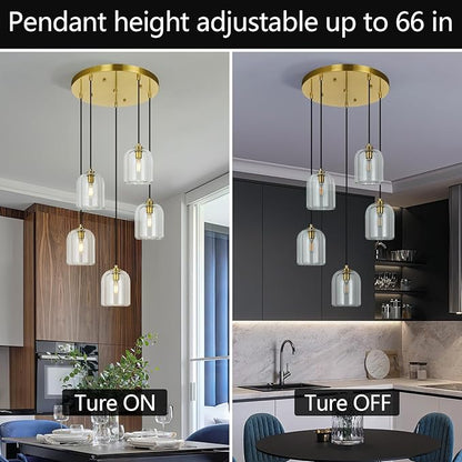 💡✨ 5-Light Modern Pendant Chandelier 🏡🤍 Elegant Ceiling Glow 🌙