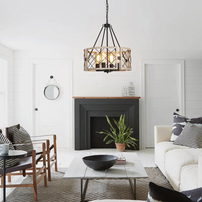 🤎✨ Farmhouse Wood Chandelier 🌾💡 Rustic Cozy Glow 🏡