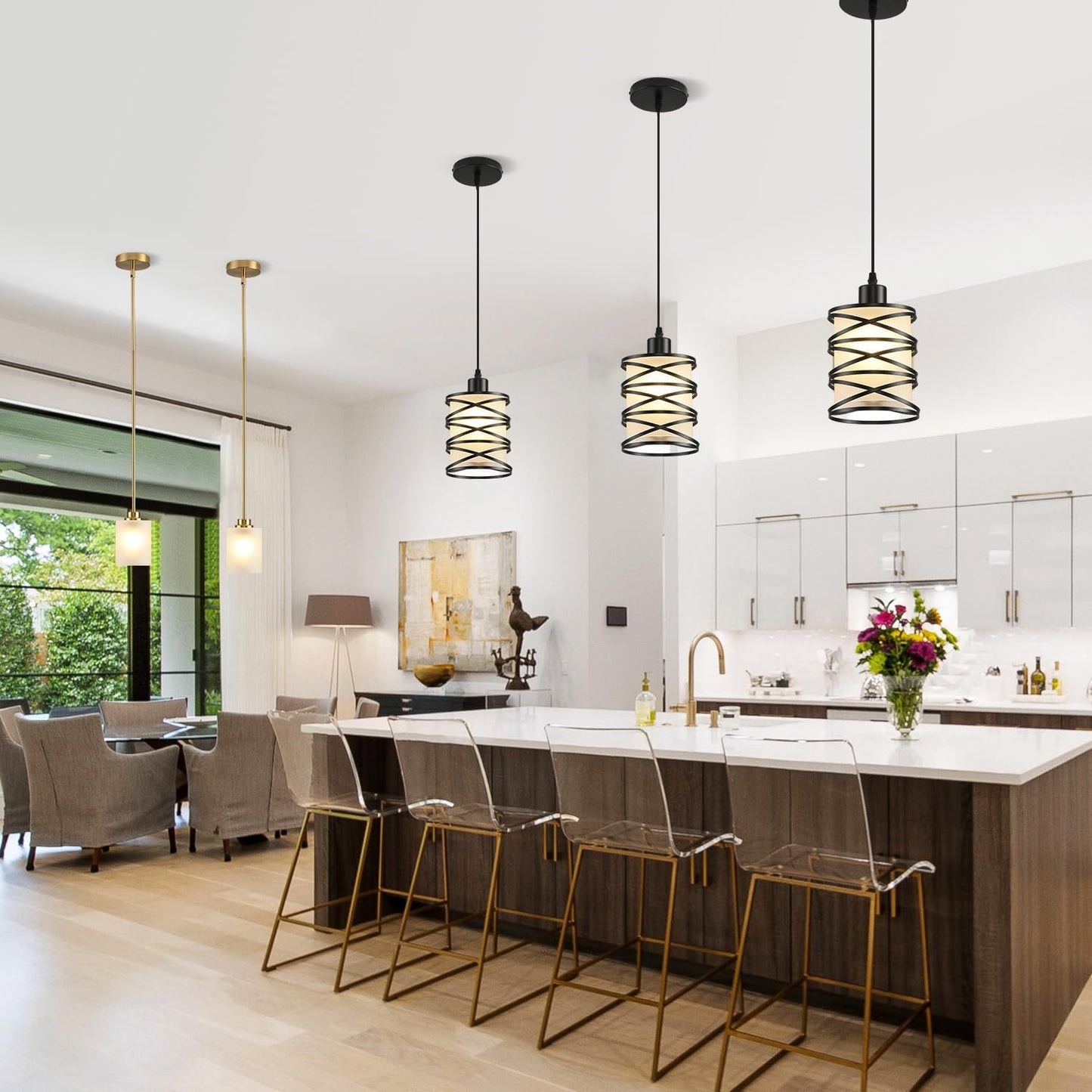 🌟💡 Modern Glass Pendant Light ✨🏡 Elegant Hanging Lamp 🌙🤍