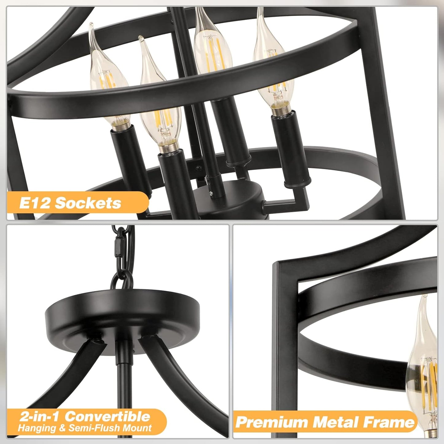 🖤✨ Rustic Lantern Chandelier 🏡💡 Farmhouse Ceiling Glow 🌙