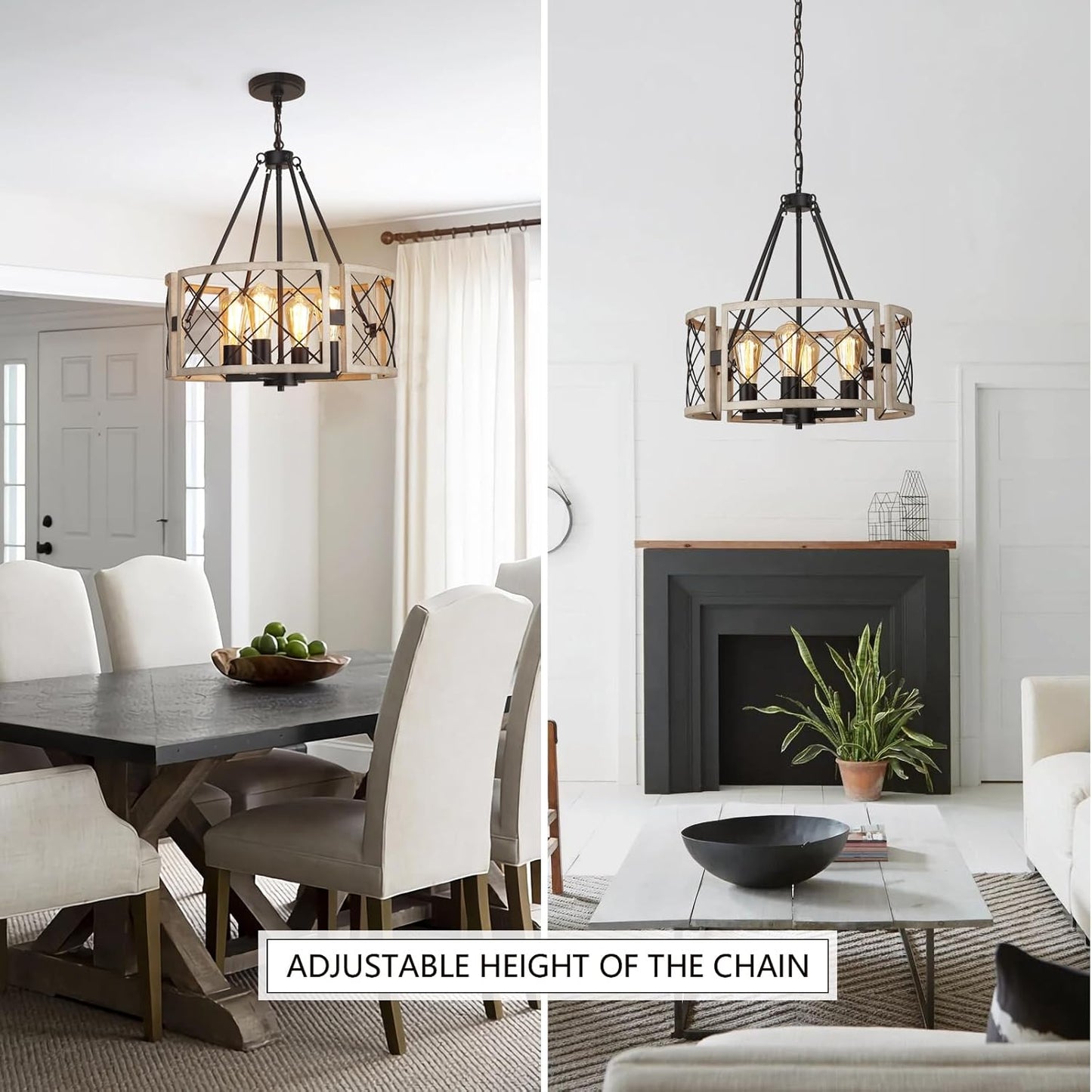 🤎✨ Farmhouse Wood Chandelier 🌾💡 Rustic Cozy Glow 🏡