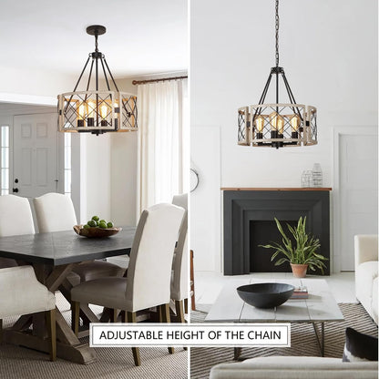 🤎✨ Farmhouse Wood Chandelier 🌾💡 Rustic Cozy Glow 🏡