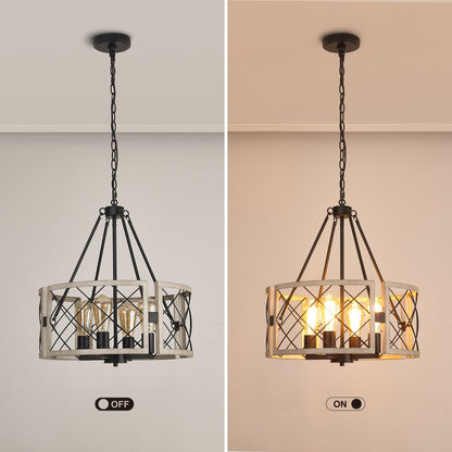 🤎✨ Farmhouse Wood Chandelier 🌾💡 Rustic Cozy Glow 🏡