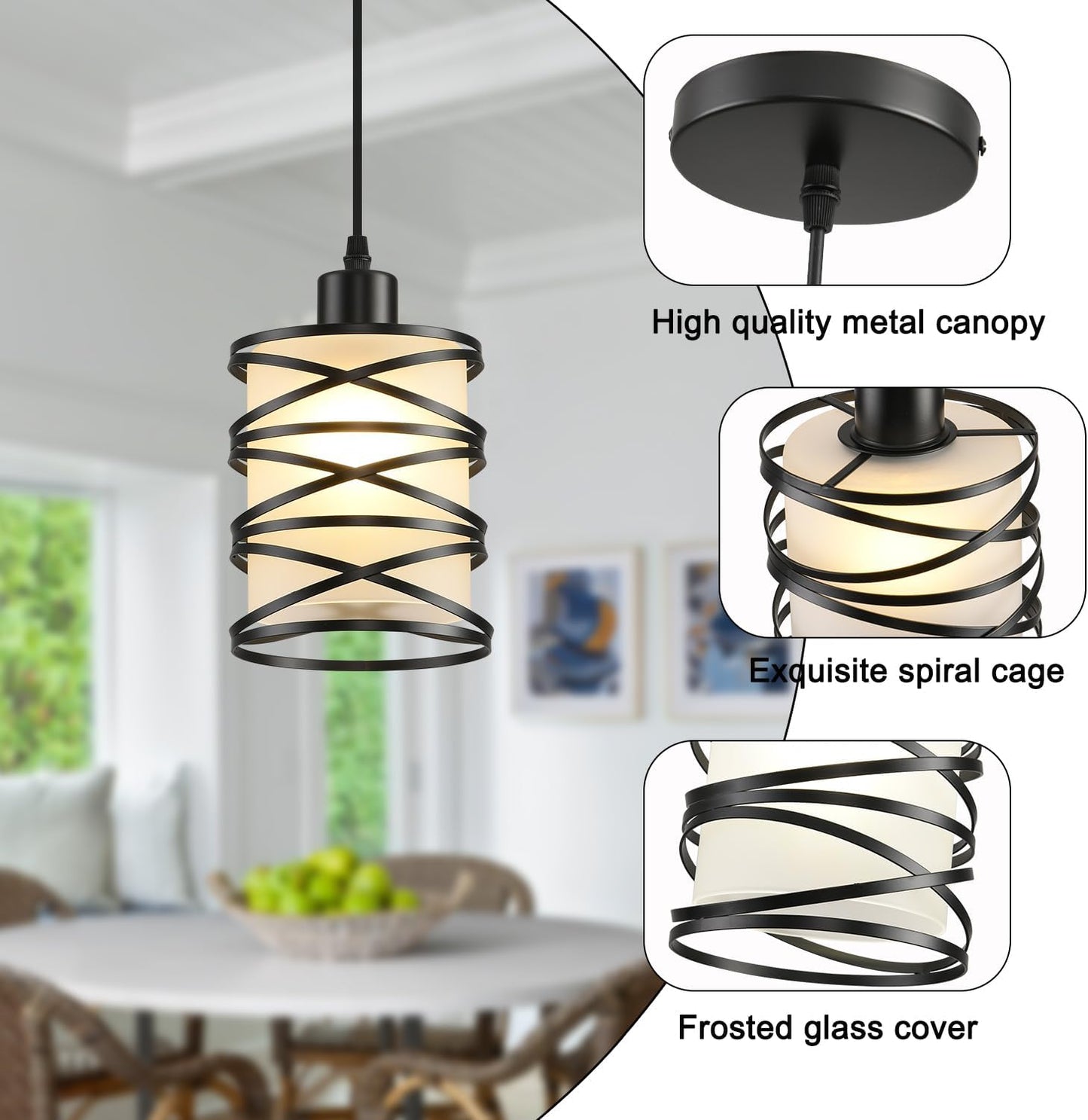 🌟💡 Modern Glass Pendant Light ✨🏡 Elegant Hanging Lamp 🌙🤍