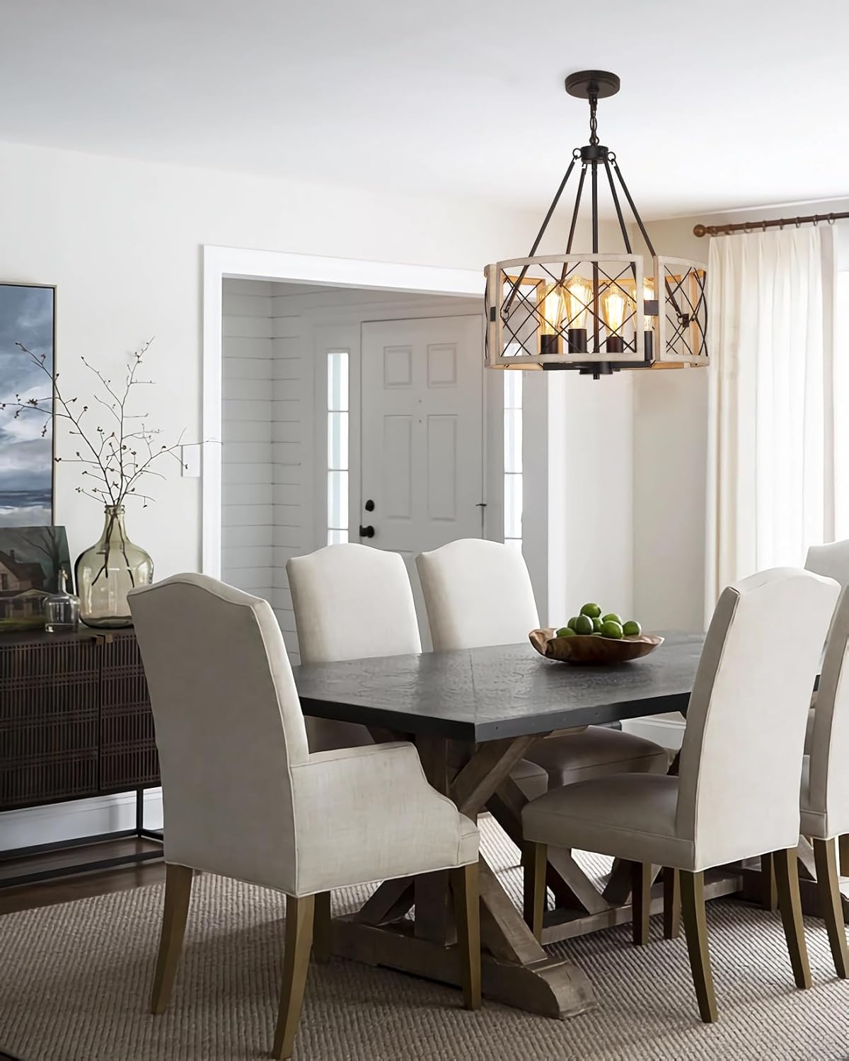 🤎✨ Farmhouse Wood Chandelier 🌾💡 Rustic Cozy Glow 🏡