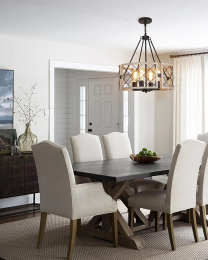 🤎✨ Farmhouse Wood Chandelier 🌾💡 Rustic Cozy Glow 🏡