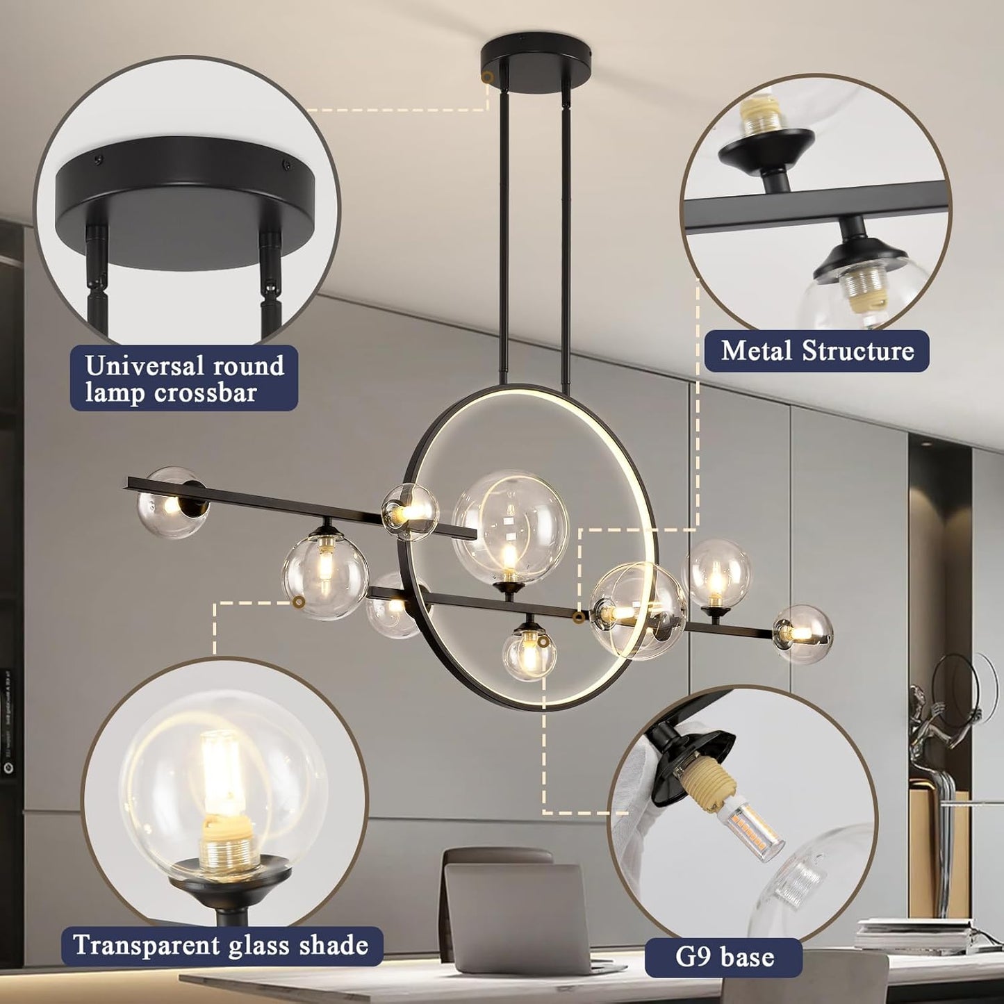 🌟✨ Mid-Century Globe Chandelier 💡🏡 Modern Luxury Glow 🤍
