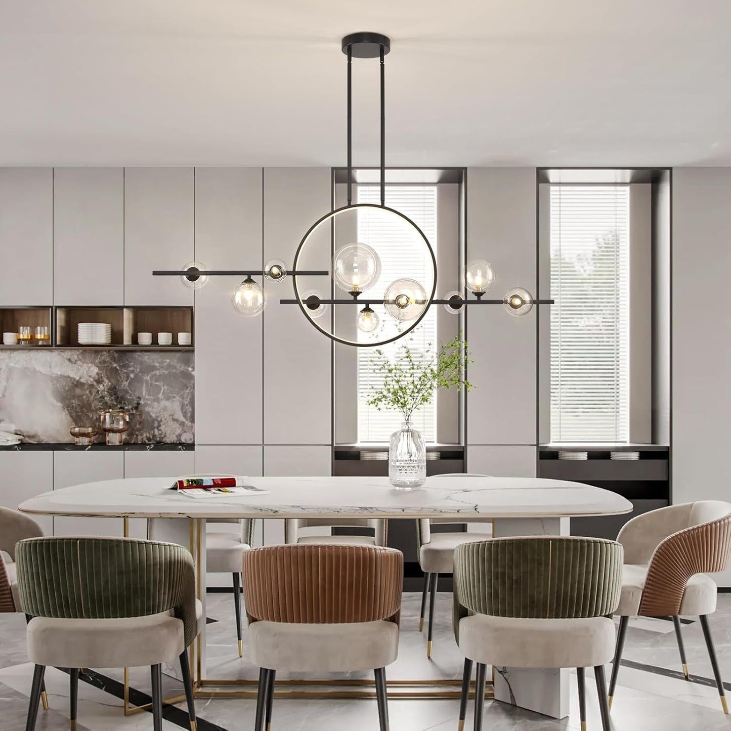 🌟✨ Mid-Century Globe Chandelier 💡🏡 Modern Luxury Glow 🤍
